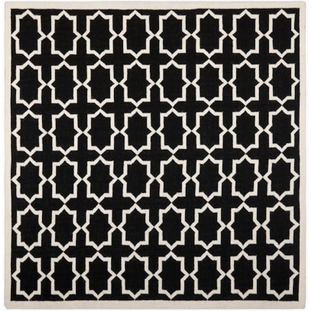 Safavieh 6 ft. x 6 ft. Square Contemporary Dhurries- Black and Ivory- Flatweave Rug DHU549L-6SQ